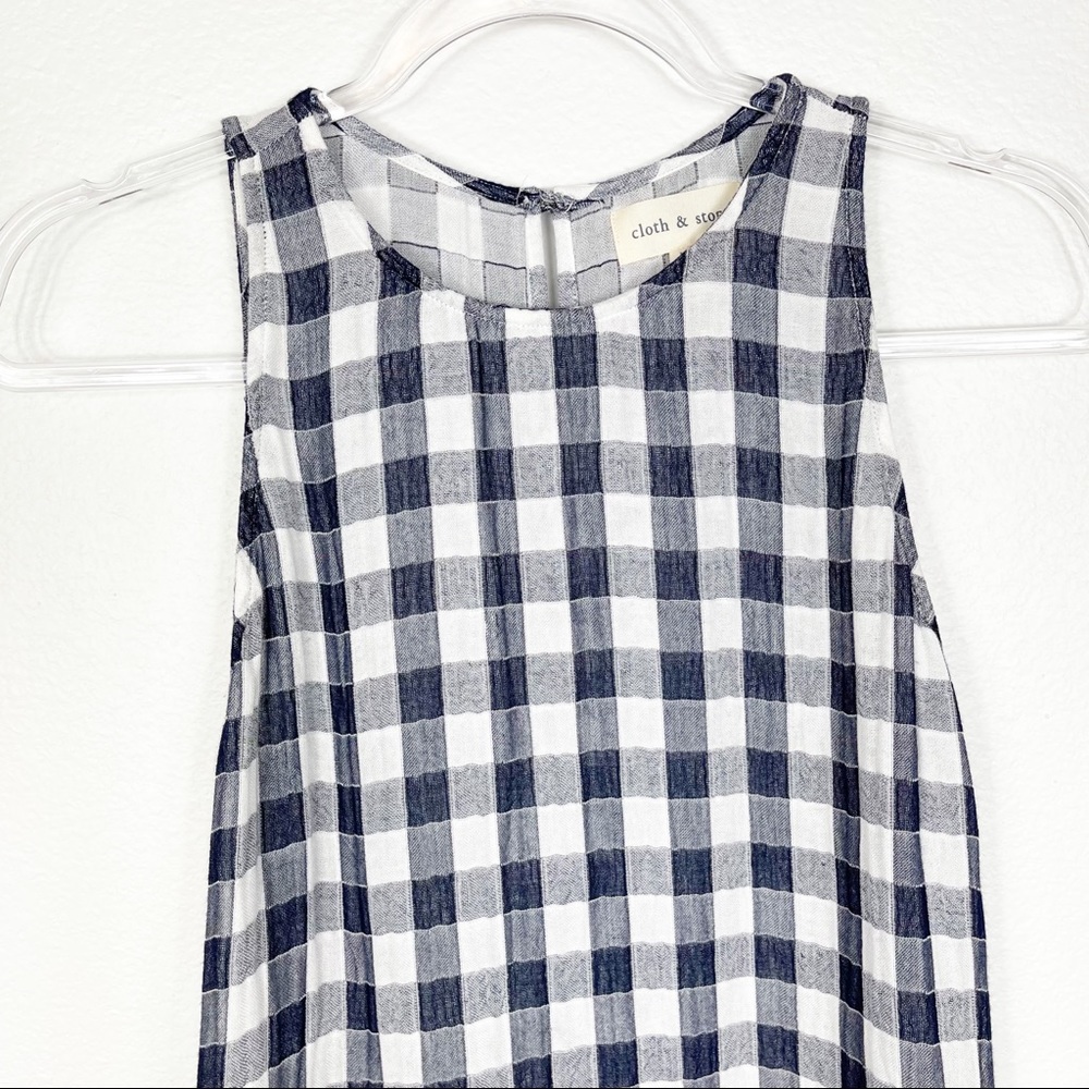 Anthropologie Cloth & Stone Gillian Gingham Navy Top Small - Picture 5 of 11